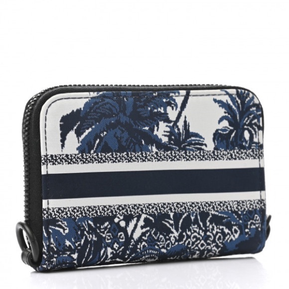 Christian Dior Technical Fabric Toile De Jouy Detachable Card Holder Wallet Blue - Picture 3 of 9